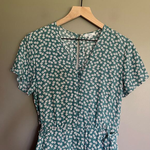 Rails Sophia Romper Lotus Green Floral Lightweight Flutter Sleeve Size XS Chic‎ - Picture 5 of 16
